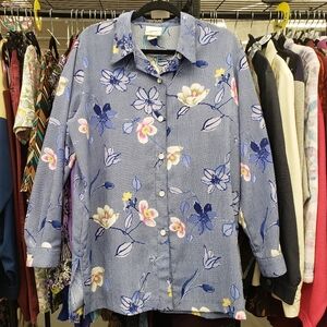 Vintage 1980s Floral Button-Down Blouse